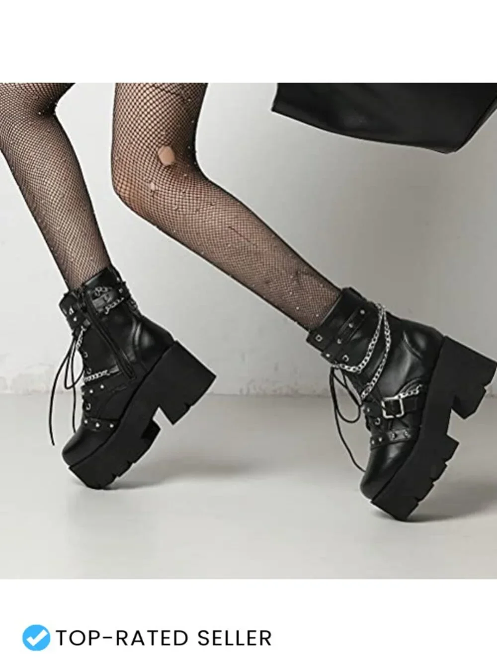 Goth Chunky Platform Ankle Boots Motorcycle Lace Up Block Heel